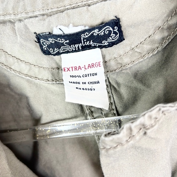 SUPPLIES |🫒Olive Army Green Button-Up Long-Sleeved Military Washed Worn Jacket - Picture 15 of 16